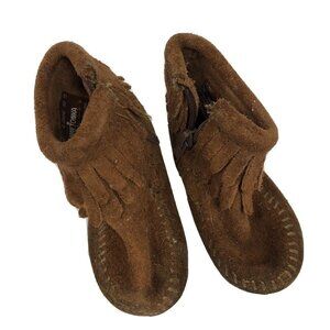 Minnetonka Baby girls size 2 moccasins Shoes Brown Leather Fringe